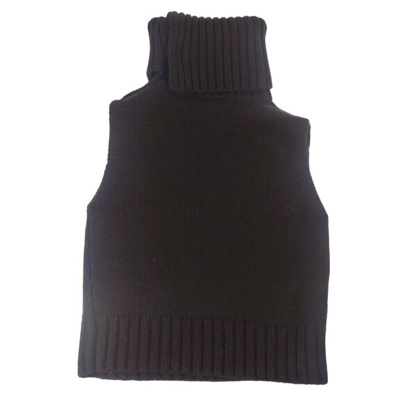 Theory 100% Wool Brown Knit Cropped Turtleneck Sweater Vest Minimalist - Size S - Picture 1 of 8